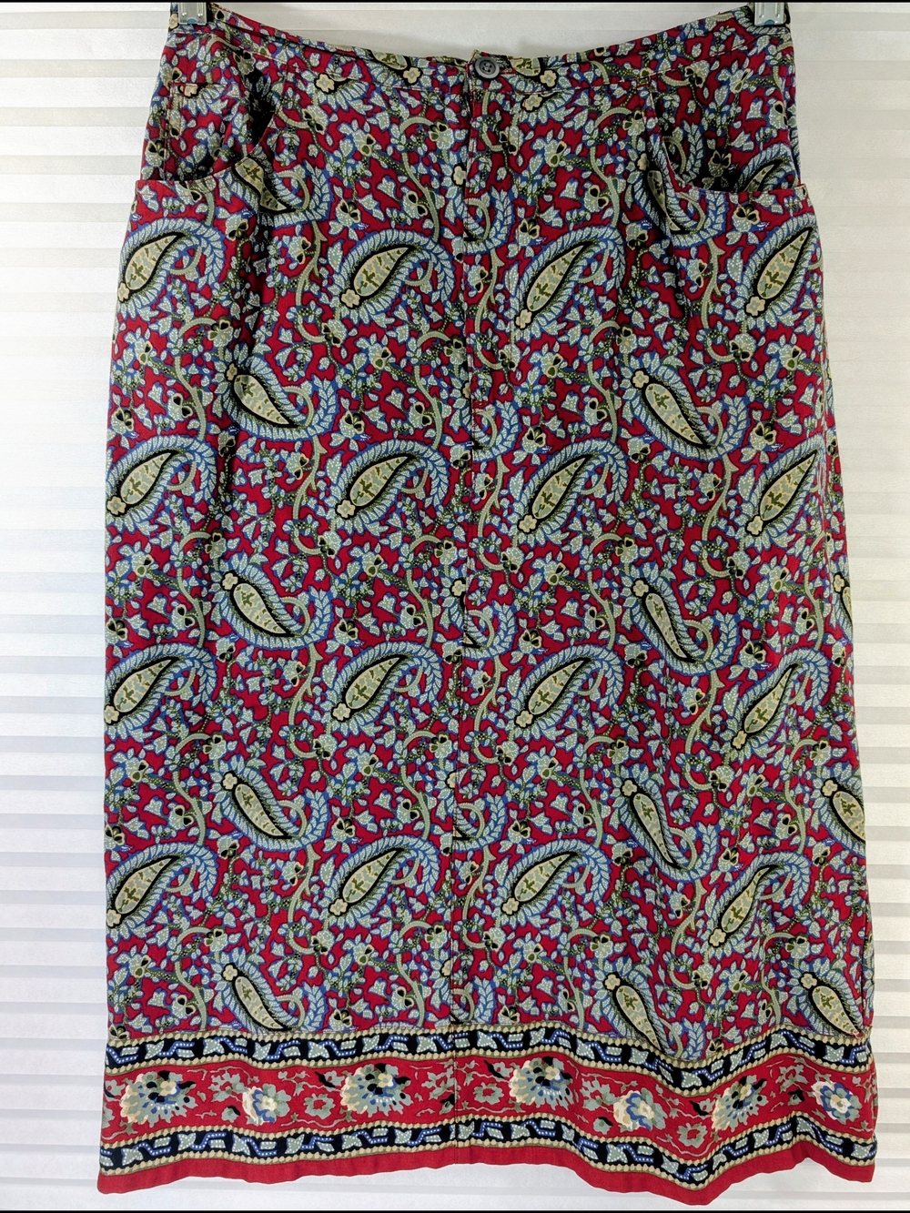 Crazy Horse Liz Claiborne Paisley Knee Length Skirt Boho 90s Vintage Size 12 - Picture 3 of 9